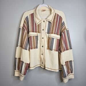 Scrap-work boutique waffle knit shacket sz large